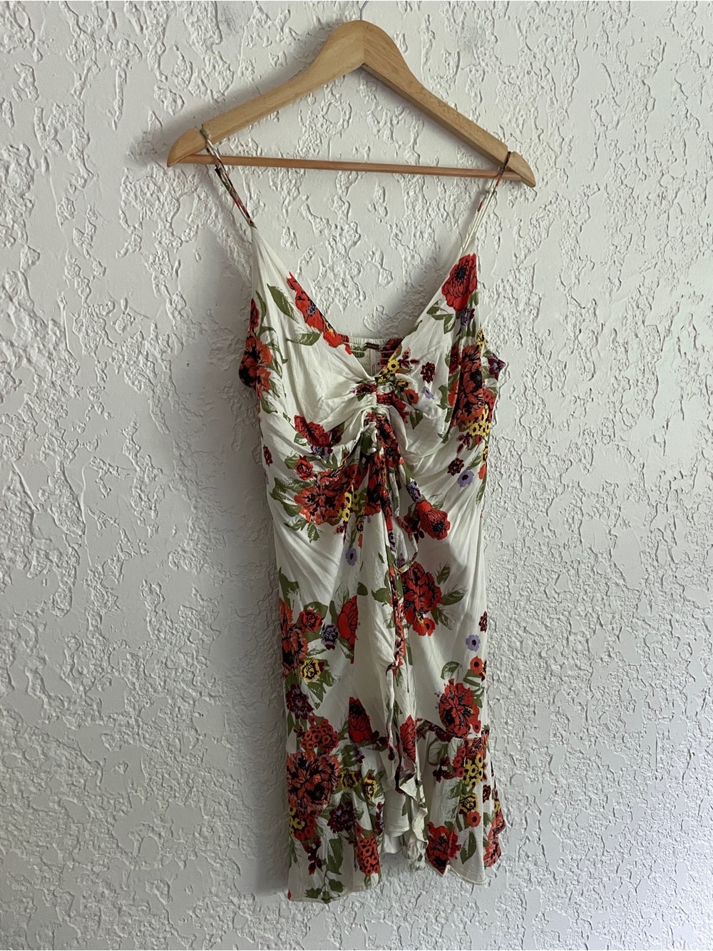 Free People Vintage Y2K Floral Ruched Mini Dress - L - Picture 2 of 5